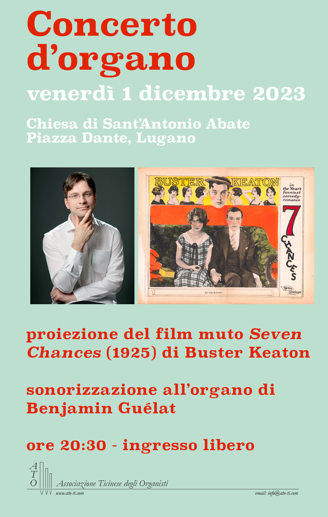 Concerto con sonorizzazione del Film muto Seven Cahnces di Buster Keaton